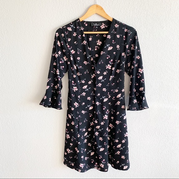 Lulu's Love Blossoms Black Floral Button-Up Dress - Picture 2 of 11